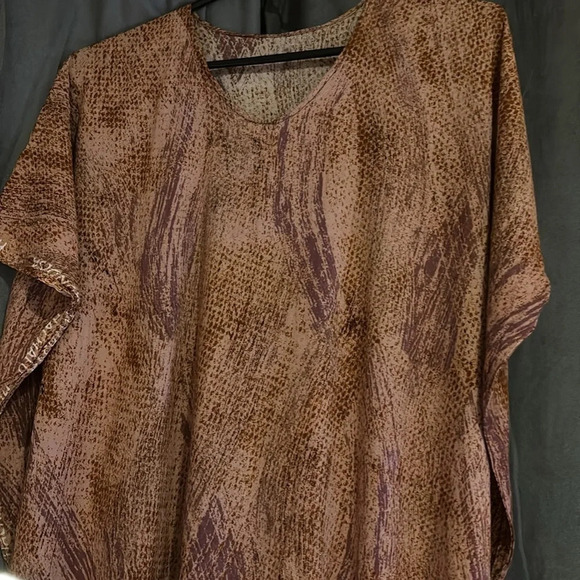 Vintage style Paisley Abstract brown pattern V neck boho  casual cotton Kaftan S - Picture 5 of 14